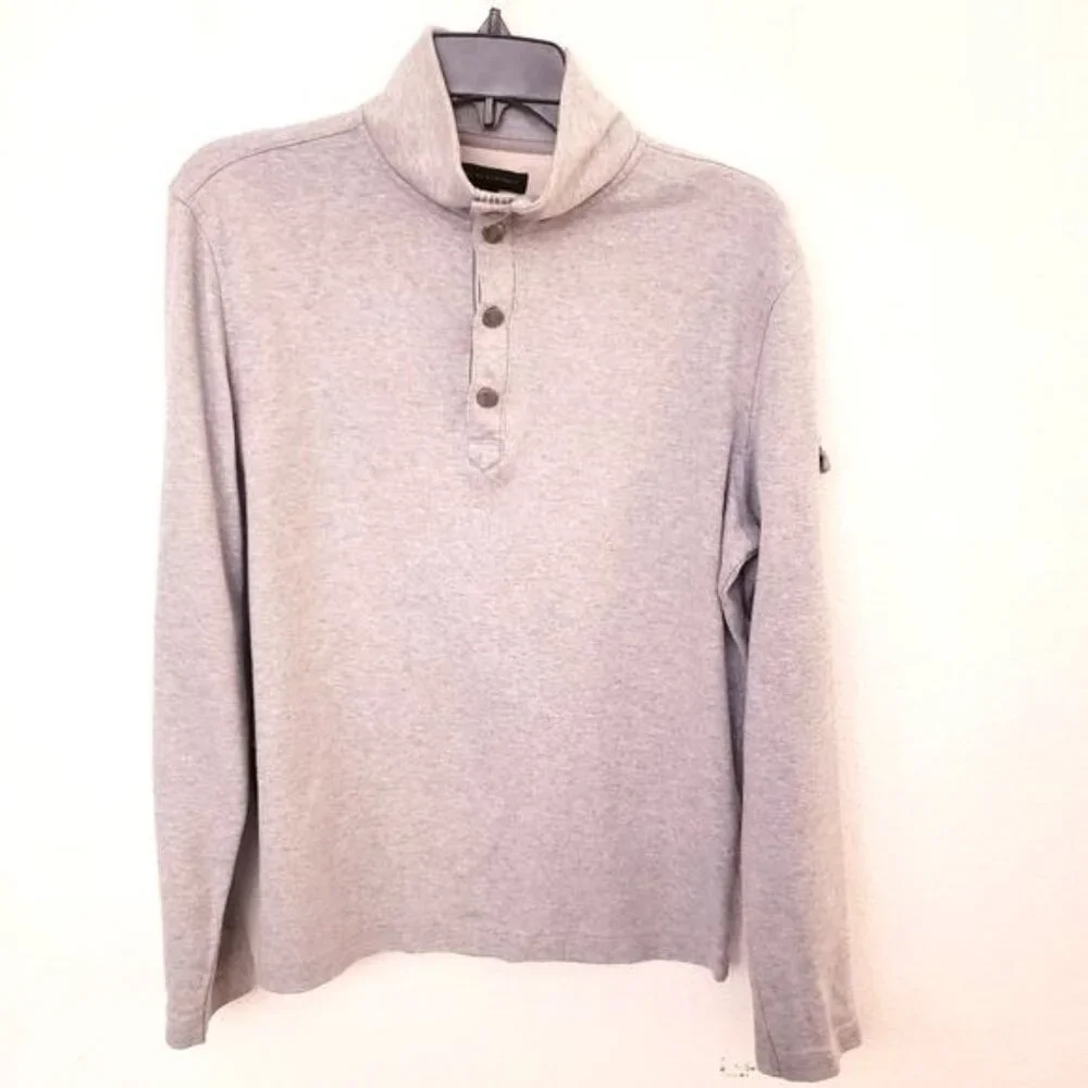 Banana Republic Quarter Neckline with Snaps Grey Sweatshirt w/Sleeve Pocket Sz M